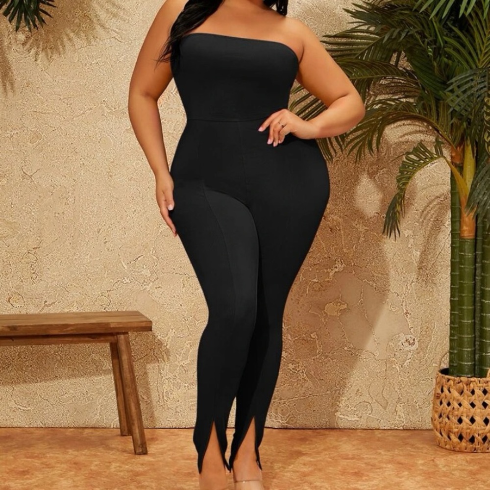 New Inventory Split Hem Backless Tube Unitard - image 1